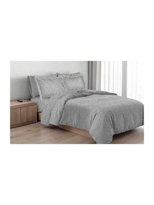 Linea Home 263 Σετ Σεντόνι με 1 Μαξιλαροθήκη Διπλό 200x260εκ. Γκρι (4τμχ)