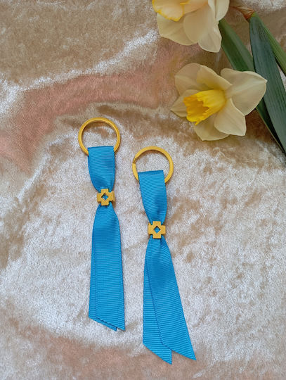 By Anastasia's Art Creations Christening Charm Keychain Metal Turquoise 50 Pieces