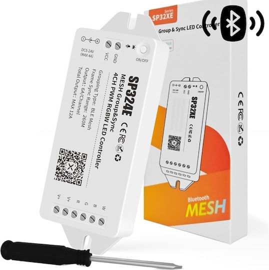Sp324e Контролер Led Rgbw Лента 4ch Pwm 12a 5-24v Bluetooth Ble Mesh До 288w Димер App Контрол Banlanx
