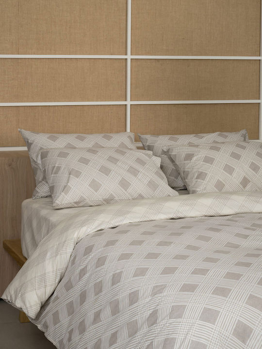 Sunshine Cotton Feelings 2072 Σετ Σεντόνια Υπέρδιπλα με Λάστιχο 170x205+30εκ. Beige (4τμχ)