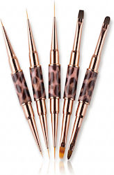 Double-ended Brush 5pcs Double-ended Nail Art Set Animal Print