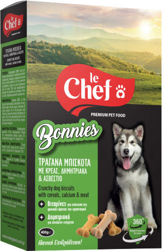 Le Chef Bonnies Μπισκότο Σκύλου με Δημητριακά και Κρέας 400gr