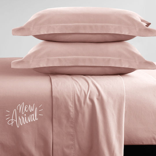 Vous & Nous Super-Double Set 4 Pieces 240x260cm Salmon Bed Sheets