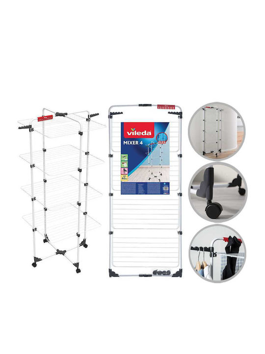 Vileda Vileda Mixer 4 Klappbarer Boden-Kleiderständer aus Rostfreiem Stahl