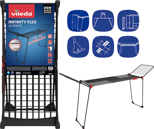 Vileda Infinity Flex Πτυσσόμενη Απλώστρα Δαπέδου με Ρόδες