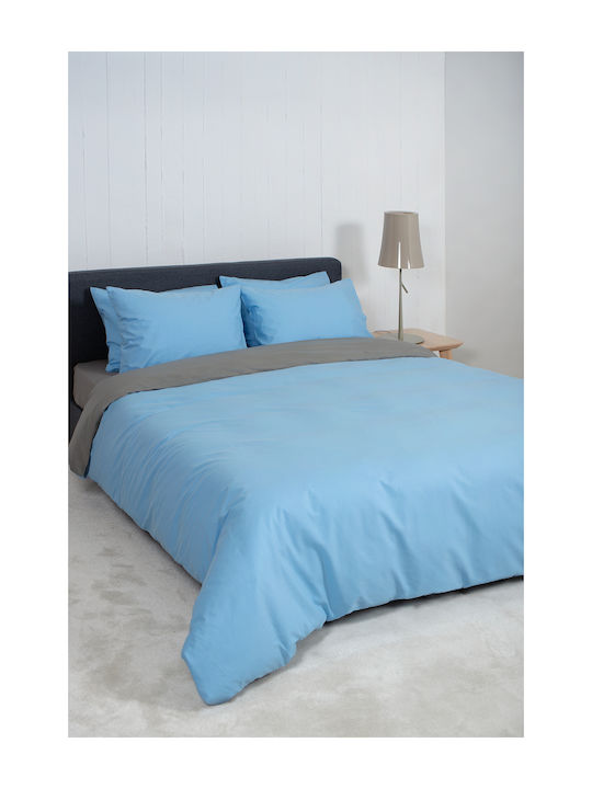 Biokarpet Σετ Παπλωματοθηκη View Lt Blue Dk Gre...