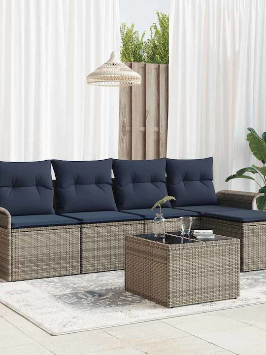 Garten- und Outdoor-Möbelsets 6 Stück Grau mit ...