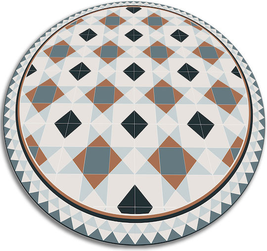 Tulup Runder Geometrischer Teppich mit Rauten Muster Φ50cm Tulup