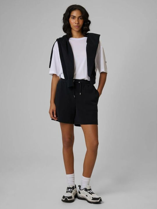 4F Damen-Hohe Taille Shorts Schwarz