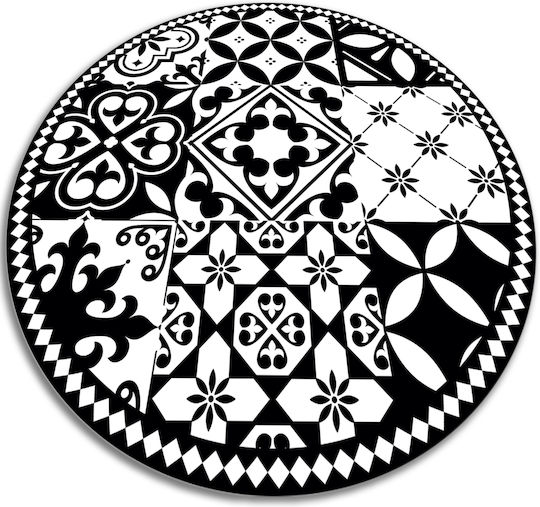 Tulup Round Kitchen Mat Black 130cm