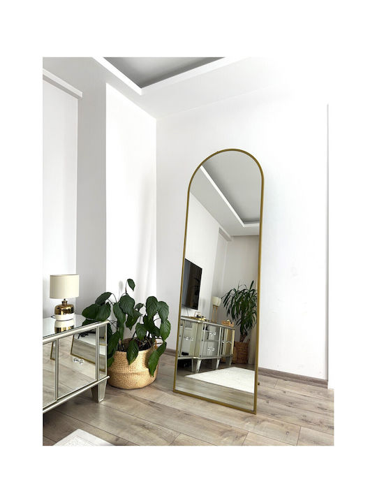 SteweHome Καθρέπτης με Χρυσό Μεταλλικό Πλαίσιο 180x60cm