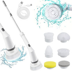 360-degree Rotating Electric Brush Cleaning 6 Heads White Grey