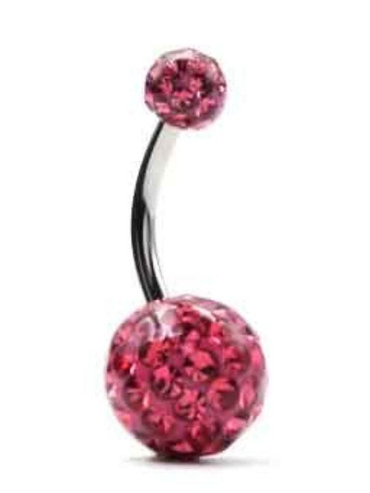 Silver And More Belly Button Piercing from Gold Plated Steel 10 x 5mm Pink