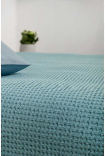 Biokarpet Blanket Pique Naf Naf Cotton Waffle Pique Petrol Blue 170 X 240