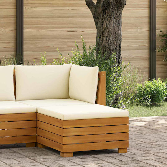 Wooden Cube Garden Stool with Cushion Brown 60x60x30cm