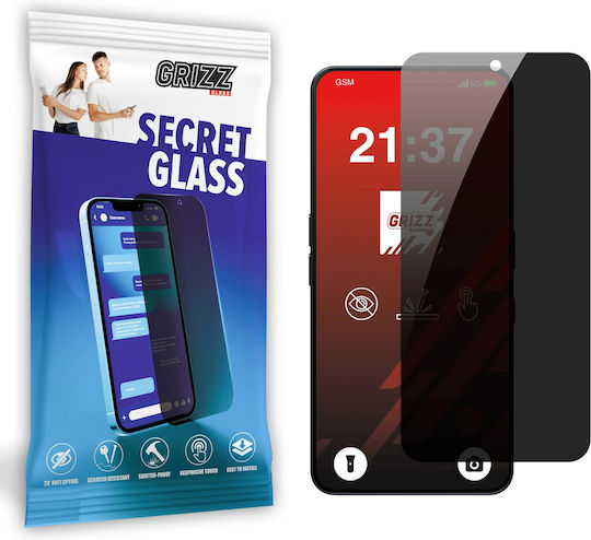 Grizzglass Secretglass Privacy Tempered Glass Screen Protector Compatible Nothing Phone 3a Pro Black