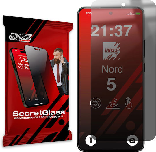 Grizzglass Secretglass Privacy Tempered Glass Screen Protector Compatible Oneplus Nord 5 Black