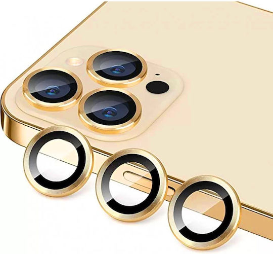 Full Glue Camera Protector Tempered Glass Metal Frame Apple iPhone 15 Pro Pro Max Gold
