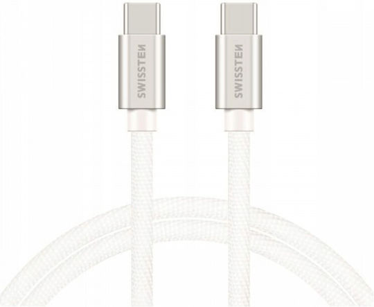 Swissten Braided USB 2.0 Cable USB-C male - USB-C 60W Ασημί 0.2m 71527209