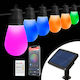 Set 30 Lămpi Solare Suspendate Ghirlandă 1.3W RGBW Bluetooth cu Fotocelulă și Telecomandă IP65