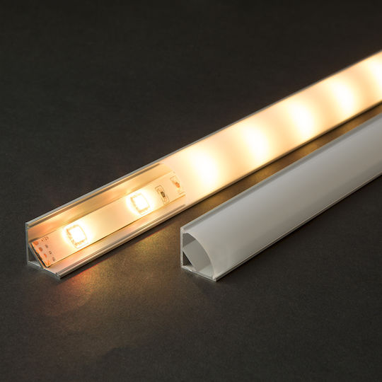 Profil De Aluminiu Pentru Bandă LED Colțar Difuzor Acoperire Opal 1m Profil Din Aluminiu Compatibil Cu Policarbonat