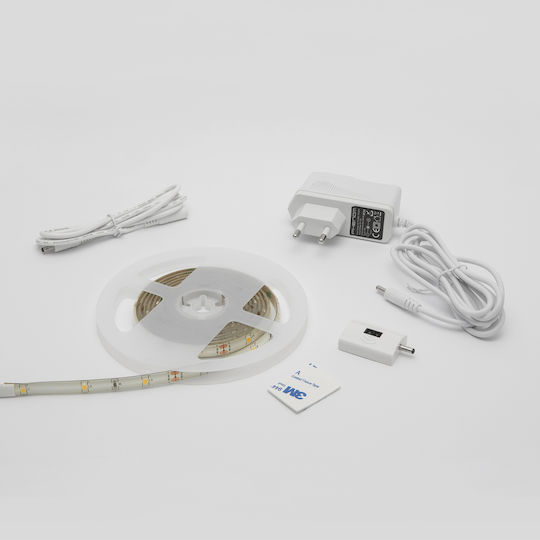 Bandă LED 12V Lumină Alb Cald 2m Tip SMD2835 cu Senzor de Mișcare & Sursă de Alimentare