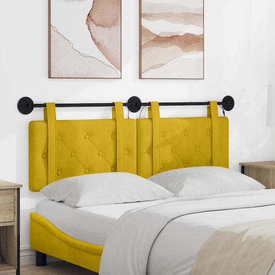 vidaXL LED Възглавница за Табла, Текстилна, Жълта, 150x55 cm