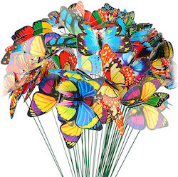Gartendekoration Schmetterling 29 Cm Outdoor Ornament Befestigungsstange PVC Kunststoff Mehrfarbig
