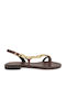 Leather Women's Flat Sandals Brown