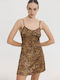 Sommer Mini Abendkleid Braune Leopard Dress