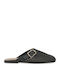 Flat Leather Mules in Black Colour