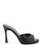 Leather Mules With High Heel In Black Colour