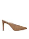Suede Mules With High Heel In Tabac Brown Color