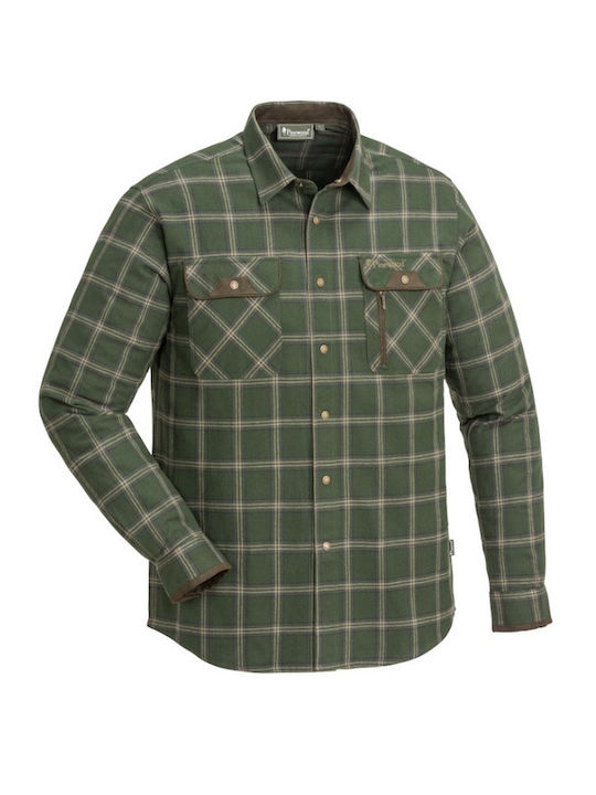 Μακρυμάνικo Φανελένιο Πουκάμισο Moss Green, D. Brown