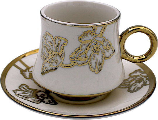 Kaffeetassen Set aus Porzellan Braun 6 Stück