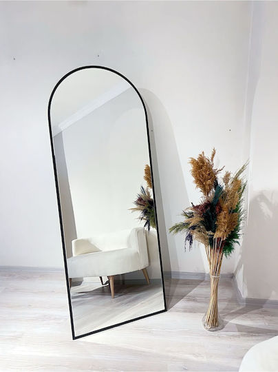 SteweHome Oglindă Arcuită cu Cadru Metalic Negru 180x70cm