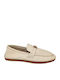 Leder Damen Mokassins in Beige Farbe