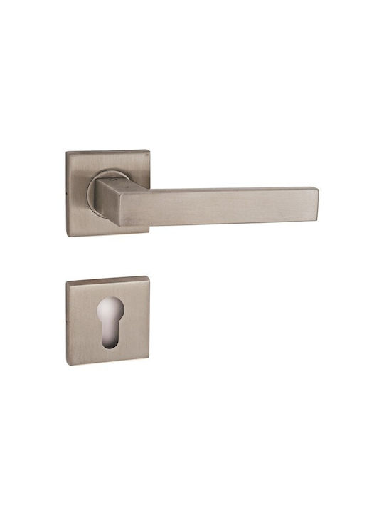 Conset Front Door Lever with Rosette Right C875 with Mouthpiece Inox