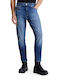 Men's Cropped Jeans Pants with Relaxed Fit Blue