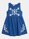 Mädchenkleid Ärmellos Blau