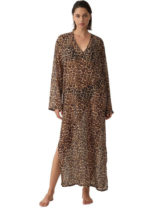 Minerva Women's Maxi Beach Dress Leopard
