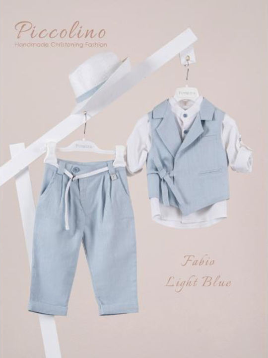 Piccolino Baptism Suit for Boys Fabio Light Blue