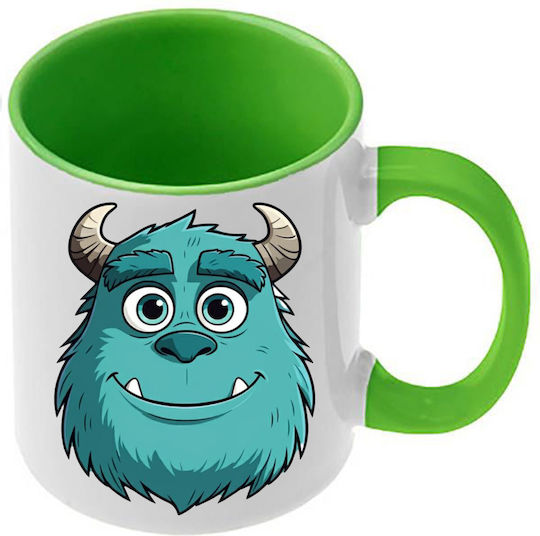 Cană Monsters Mâner Verde Deschis Interior