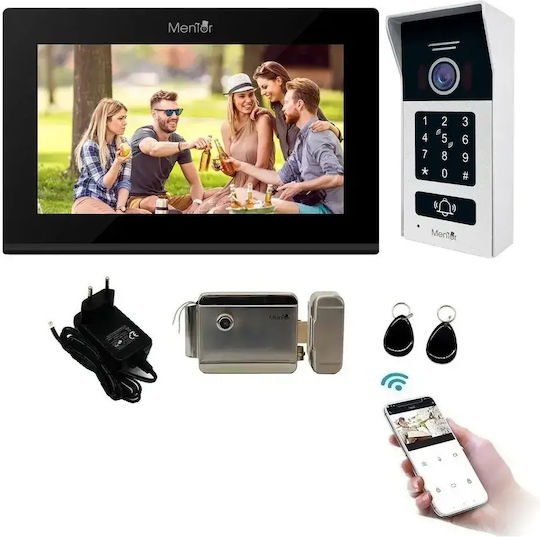 Mentor Kabelloses Wi-Fi Video-Gegensprechanlagen-Set Schwarzes