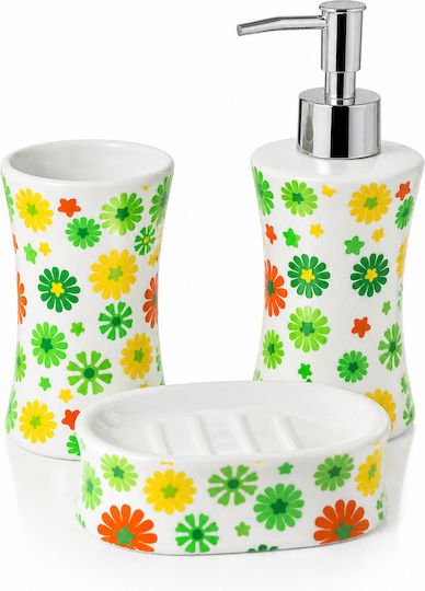 Bathroom Accessory Set Ceramic Multicolour 3 Pieces