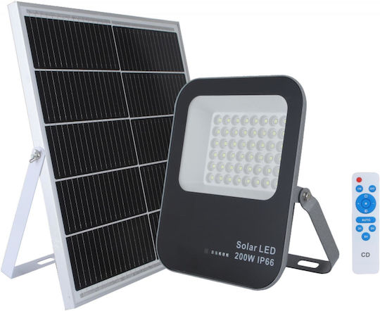 Ηλιακός Προβολέας LED 200W Ψυχρό Λευκό 6500K με Τηλεχειριστήριο