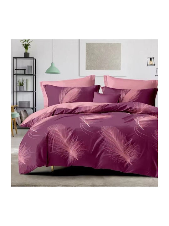 Cotton Duvet Cover Set 160x240cm Single With Pillowcase Fuchsia