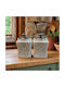 Set 2 Pieces Sugar Jars Brown White Flower Lid Ceramic 9x17cm Galifas 7710202 Galifas
