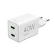 HAMA Incarcător Fără Fir GaN Cu 2 Porturi De Ieșire USB-C 40W Livrarea Energiei Alb