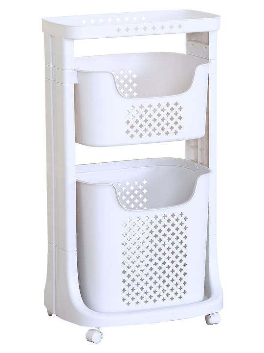 ArteLibre Lavia Kitchen Trolley Plastic 2 Tiers White 43.5x34.5x78cm
